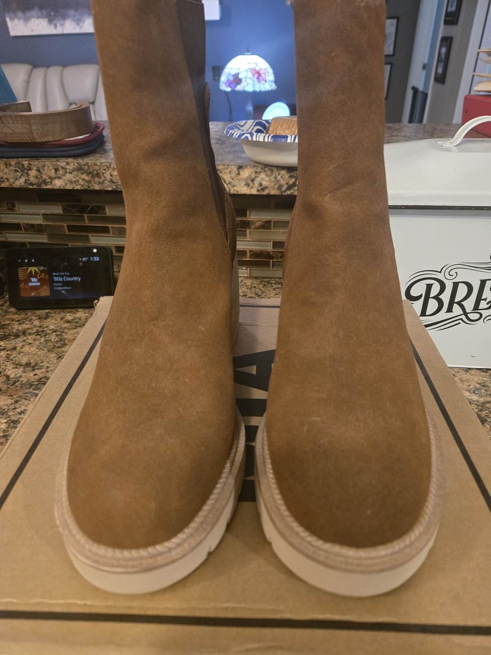 MIA Suede Mid-Calf Heeled Boots - Brown